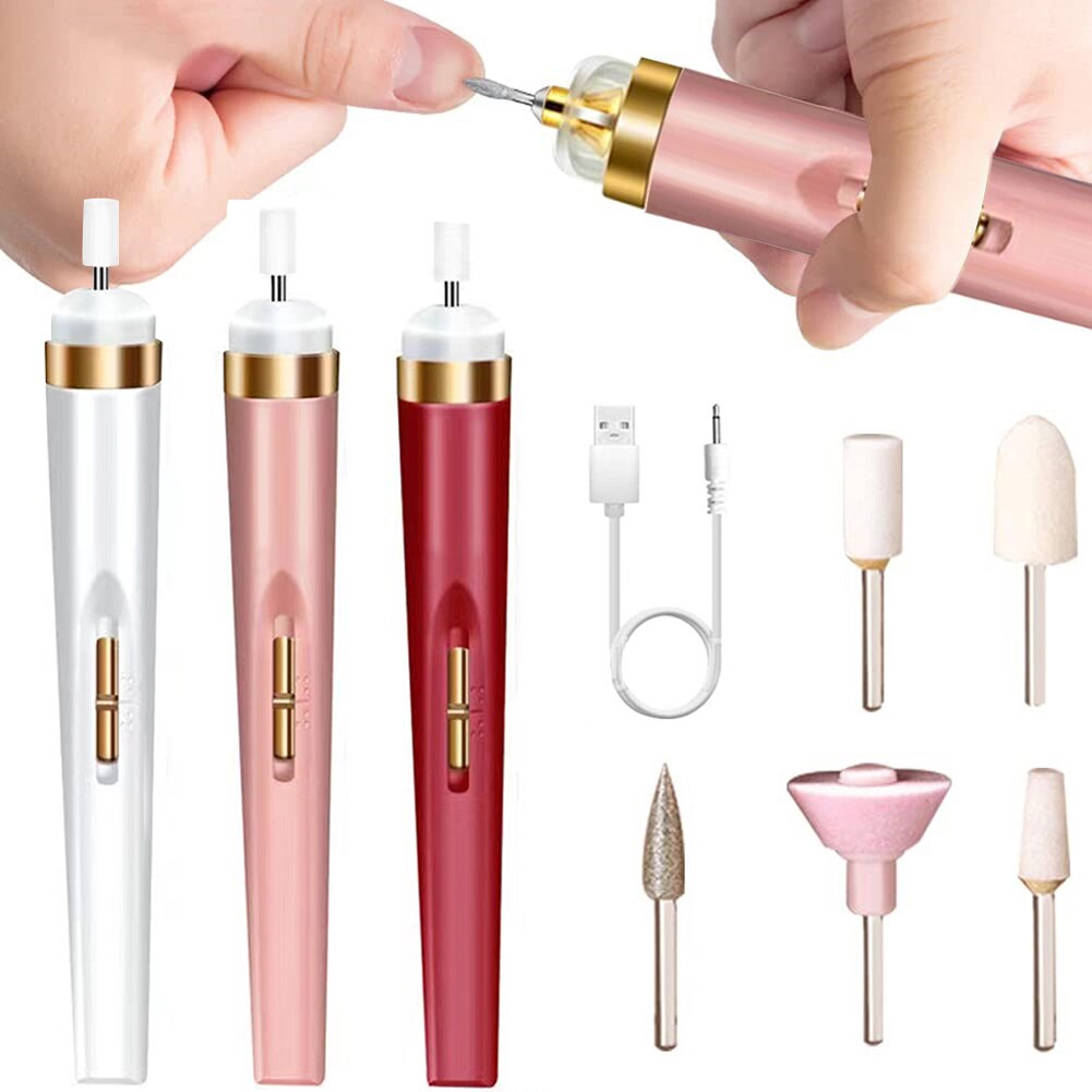 Usb Professionele Elektrische Pen-Vorm Nail Grinder Machine Led Nail Art Drill Set File Nail Pedicure Boor Nagels Apparaat