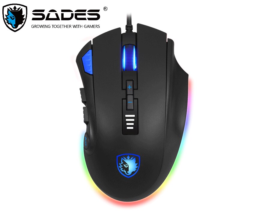 SADES S12 Axe Gaming Mouse Wired 12 Buttons Optical RGB Lighting Mouse For FPS&MOBA Gamers