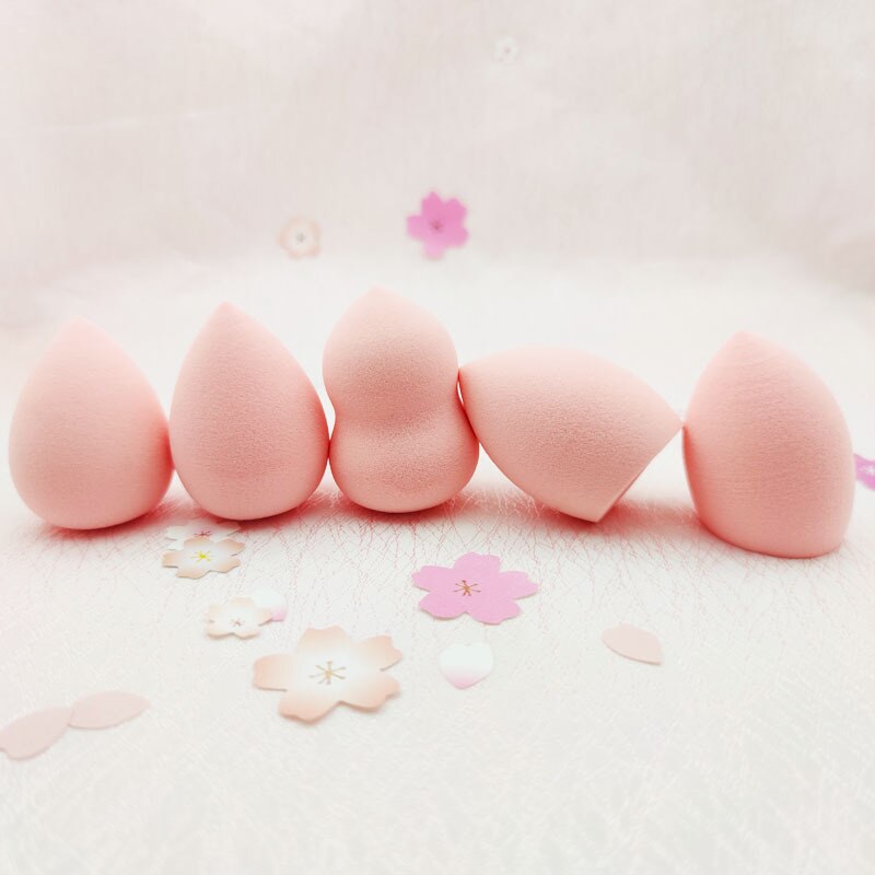 5pcs/jar beauty sponge cosmetic makeup sponges foundation puff red velvet make up 2 drops water 2 oblique cuts 1 gourd shape