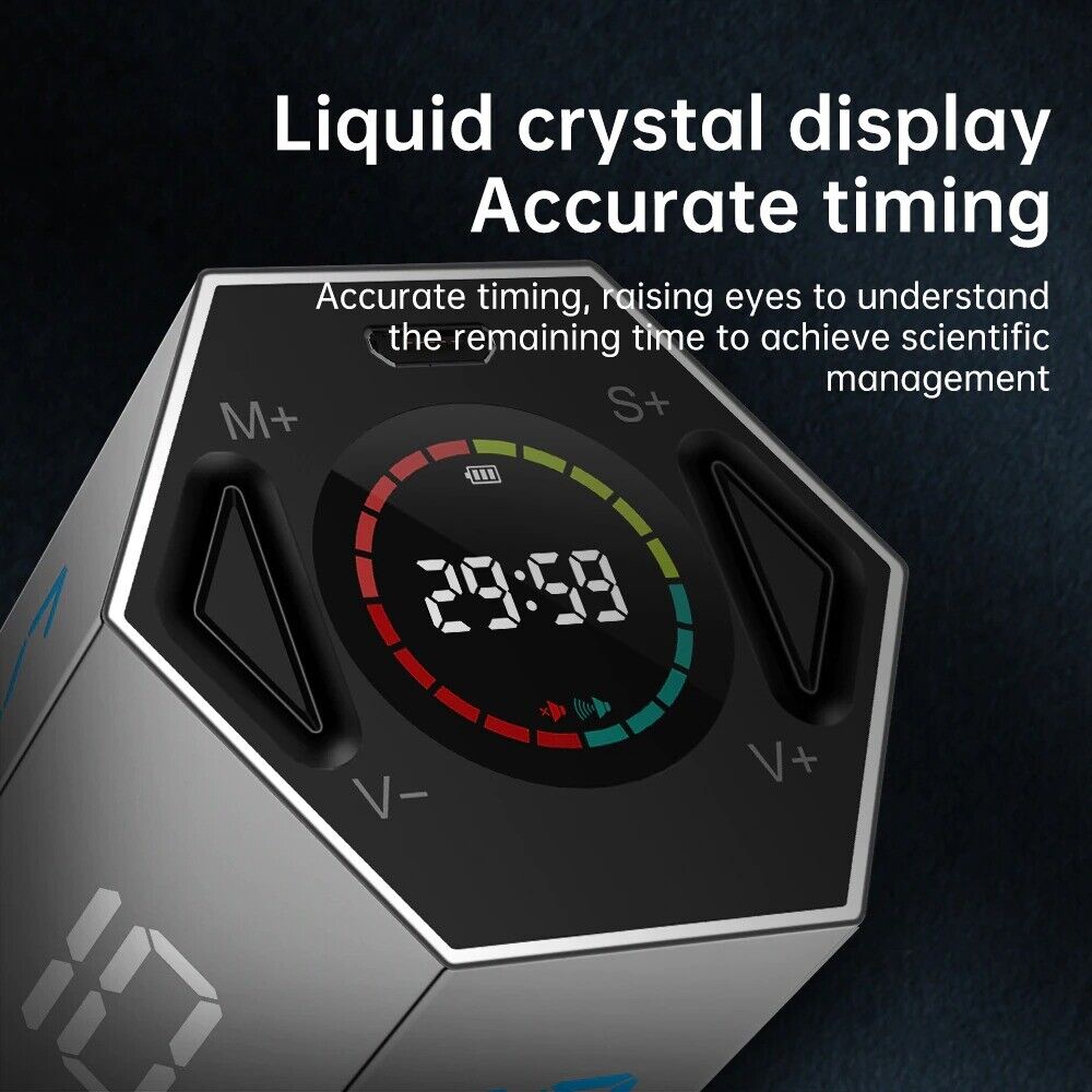 Modern LCD Digital Timer Visual Kitchen Timer for Teachers, Flip Cube Timer for Cooking, Work, Studying, Workout