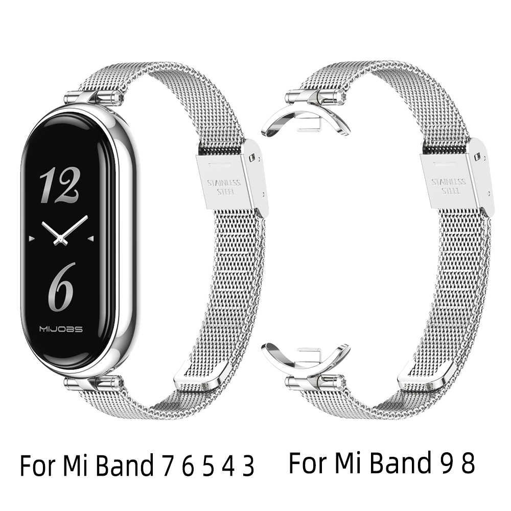 Correa para Mi Band 9 8 pulsera para Xiaomi Smart Band 8 7 5 6 4 3 NFC versión Global mujeres niñas pulsera de malla de Metal para reloj: XXXL / Amarillo claro