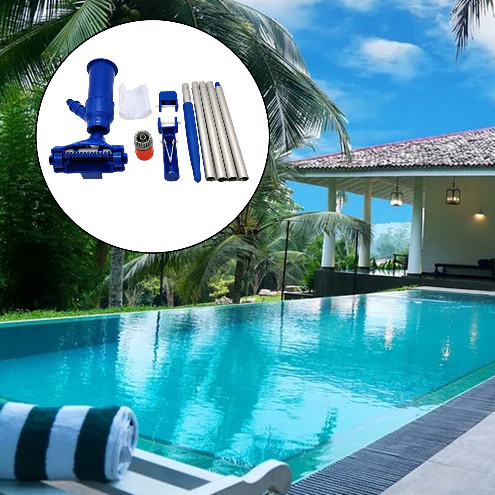 Pool Cleaner Kits Underwater W/ Section Pole for Above Ground Pool Accessory