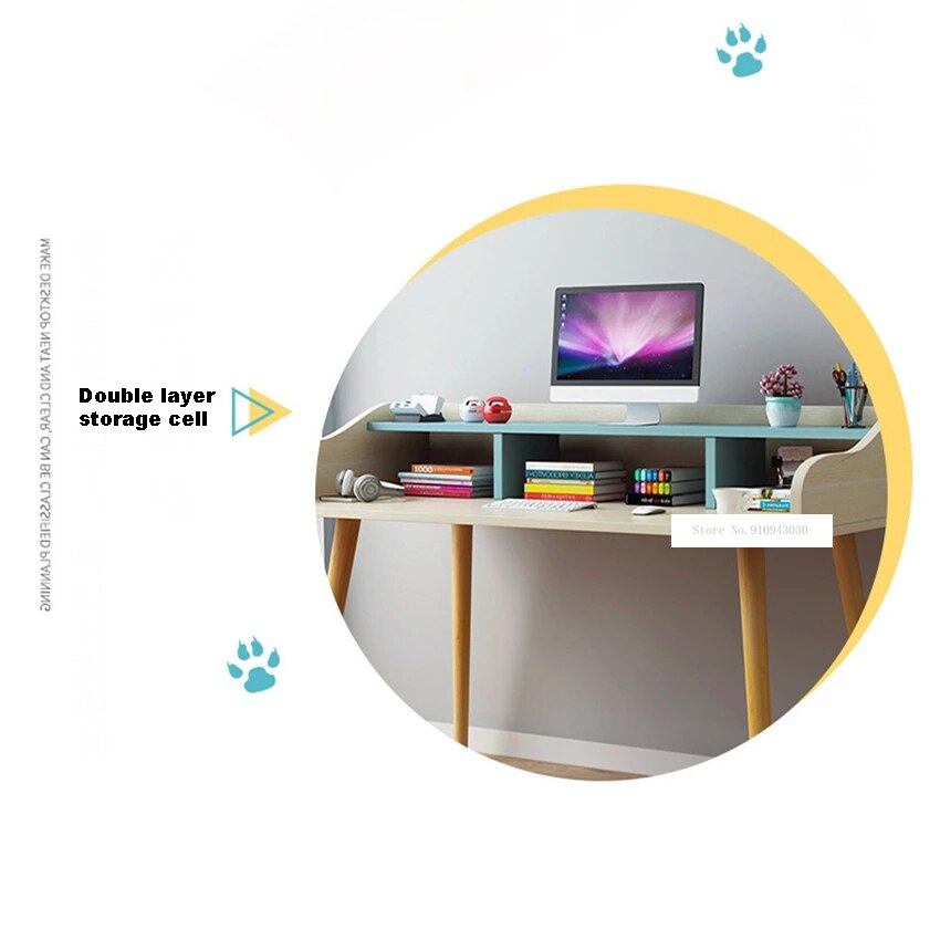 B2658 120cm Economic And Wood Simple Office Desk Double Layer Student Writing Laptop Desk Bedroom Modern Computer Desk