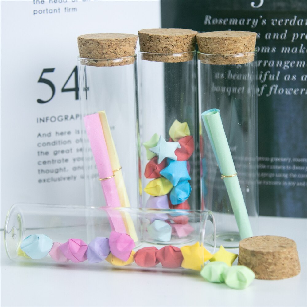 30*100mm 50ml flessen, flesjes, potten, reageerbuis met kurk, lege glazen, transparante flessen, 24 stuks/partij