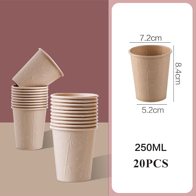 50PCS Disposable Paper Drink Cup for Coffee Milk Cola 250ml Takeaway Dessert Cups Bubble Tea Cup Non-deforming Kraft Paper Cups: D5526 20PCS