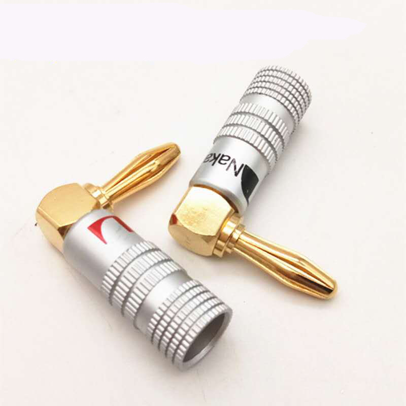 2PCS Banana Plug Right Angle 90 Degree 4mm Gold-Plated Video Speaker Adapter Audio Connector Banana Connectors