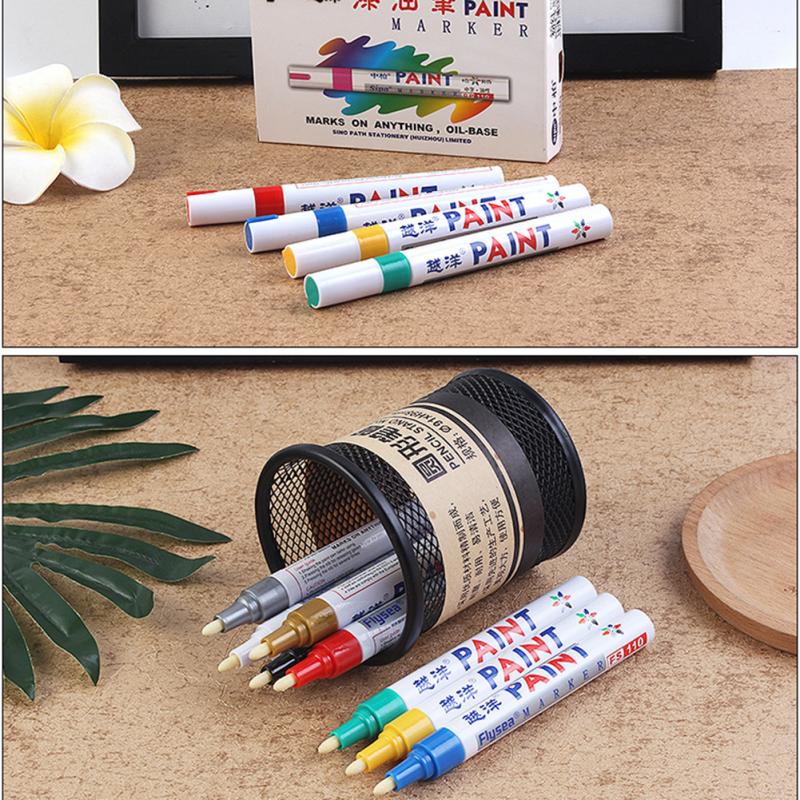 12 Colors Doodle Pen Paint Marker Pens Tyres Cars Pen Permanent Waterproof Quick-dry Oil Ink Drawing Supply Marker Craftwork Pen