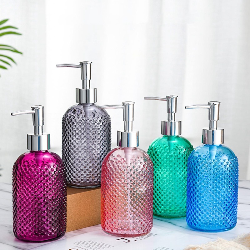 Large 400ML Manual Soap Dispenser Clear Glass Hand Sanitizer Bottle Containers Press Empty Bottles Bathroom