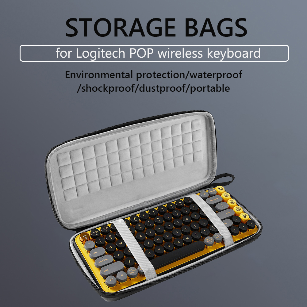 Waterproof Keyboard Organizer Portable Travel Case Hard PC Organizer for Logitech POP Key Case Premium Wireless Keyboard