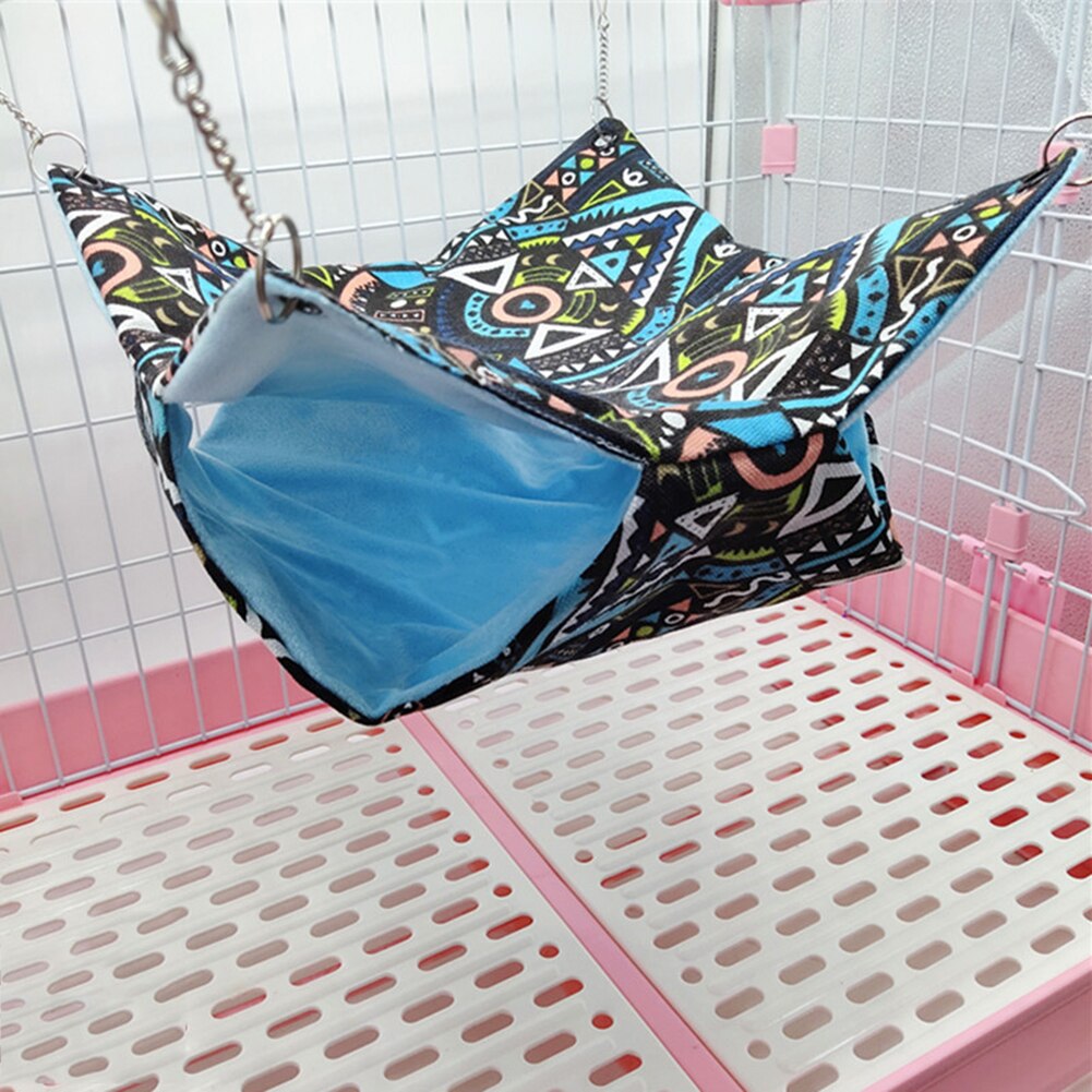 Huisdieren Hangmat Katoen Hamster Muis Opknoping Kat Bed Huisdier Eekhoorn Hamster Gedrukt Double Layer Hangmat Opknoping Bed Zachte Huis Nest