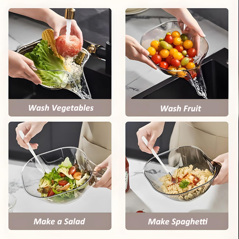 Keuken Multi-Functionele Afvoermand Fruit Groente Gootsteen Zeef Huis Organizer Wassen Schoonmaken Groentebassin Filter Tool
