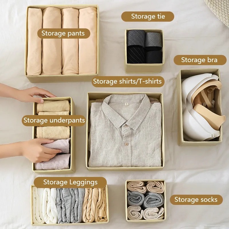 Organizador de ropa interior, caja de almacenamiento para sujetador, bragas, calcetines, cajas de almacenamiento, armario para dormitorio, organizador de ropa, separador de cajón plegable