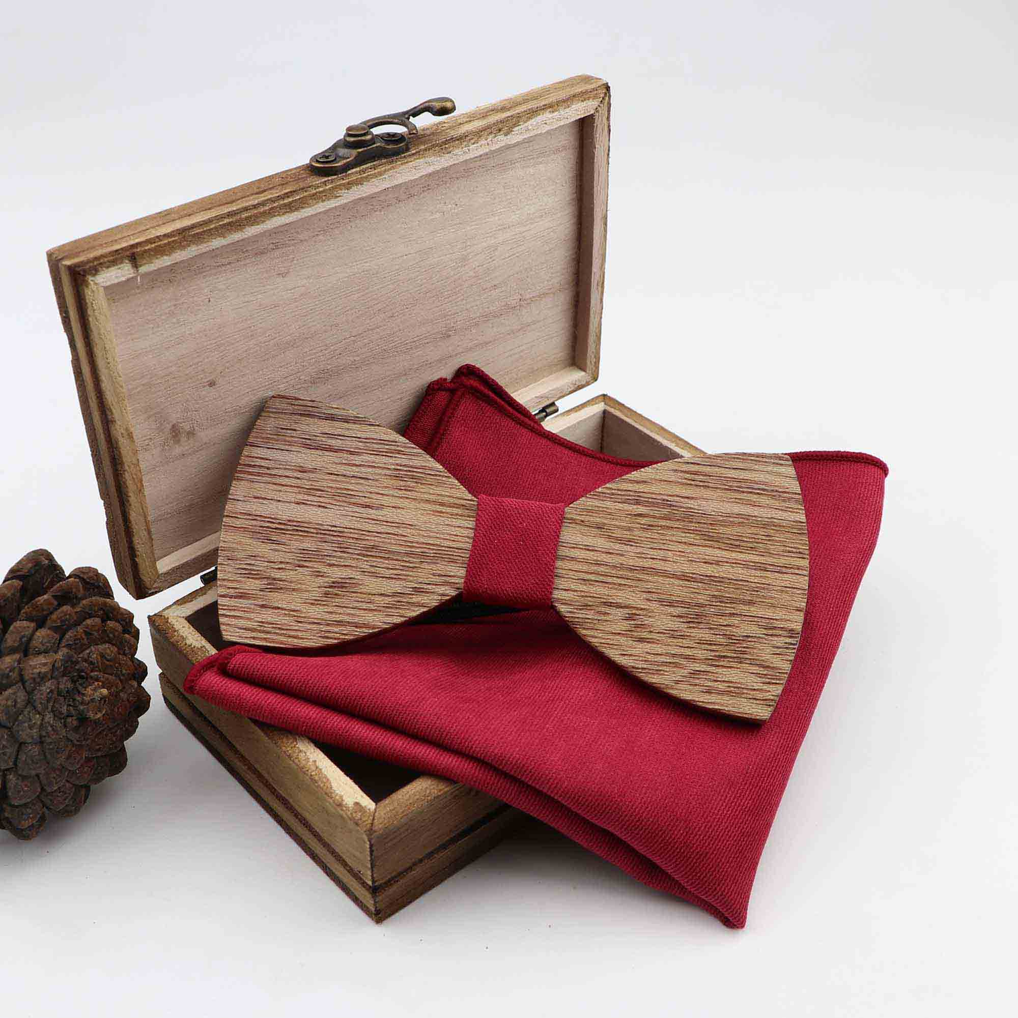 Handgemachte 100% Holz Bogen Krawatten Tasche Platz Set Für Männer Hochzeit Feste Farbe Ganze Holz Butter: 3