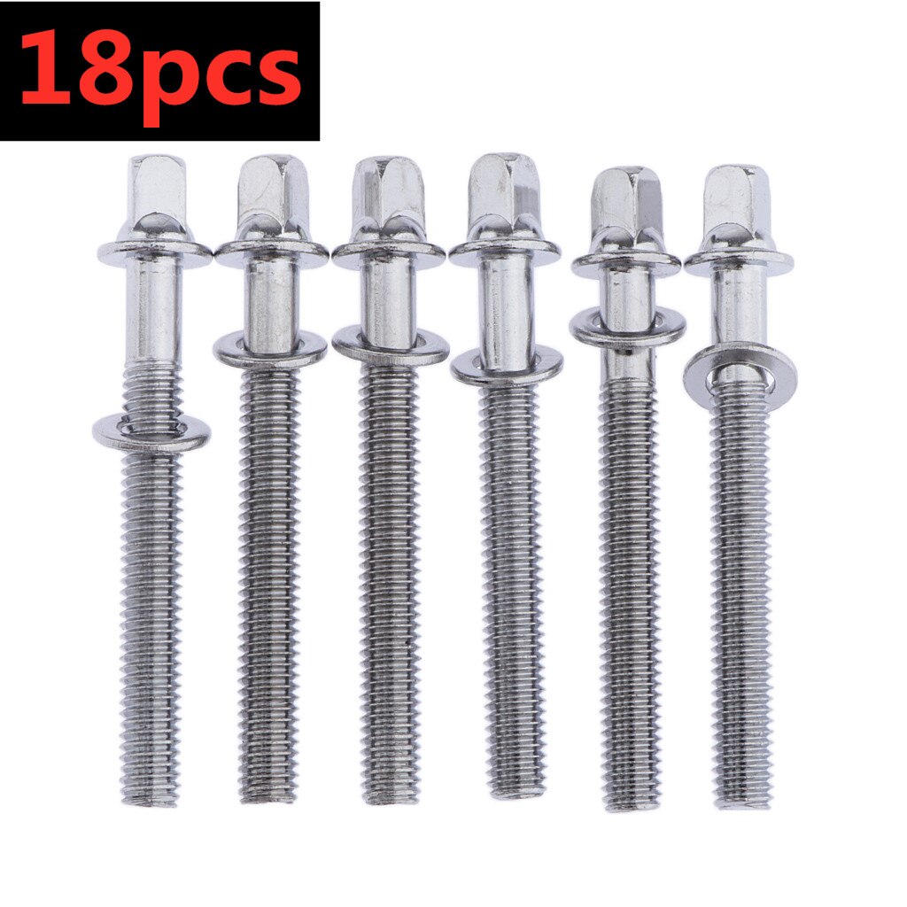 6pcs 12pcs 18pcs 24pcs 36pcs 50mm Drum Tension Rods for Tom Drum Screws Hoops Rims Bass Drum Hardware Parts Accessory: 18PCS