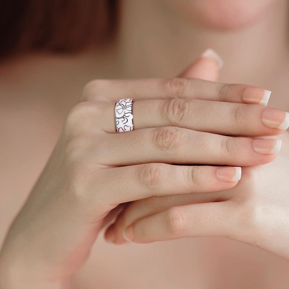 Santuzza anel de prata para mulher autêntico 100% 925 prata esterlina flor branca elegante anel moda jóias artesanal esmalte