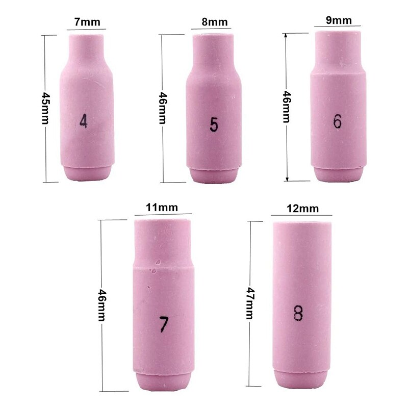 21Pcs TIG Accessories Kit Long Alumina GAS Lens Nozzle & Collets Bodies Fit TIG TIG Welding Torch for WP-26/17/18 Kit