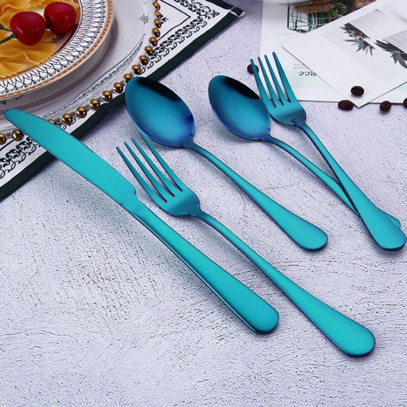 Goud Bestek Set Vorken Lepels Vorken Messen Servies Set Servies Stalen Bestek Set Chopstick Lepel Mes Vork