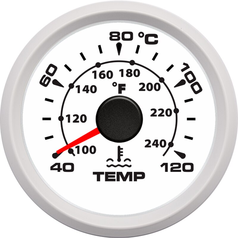 2 ''52 Mm Boot Auto Water Temperatuurmeter 40 ~ 120 Celsius Water Temp Meter Met Achtergrondverlichting Motor Water temperatuurmeter 9 ~ 32V: White Gauge