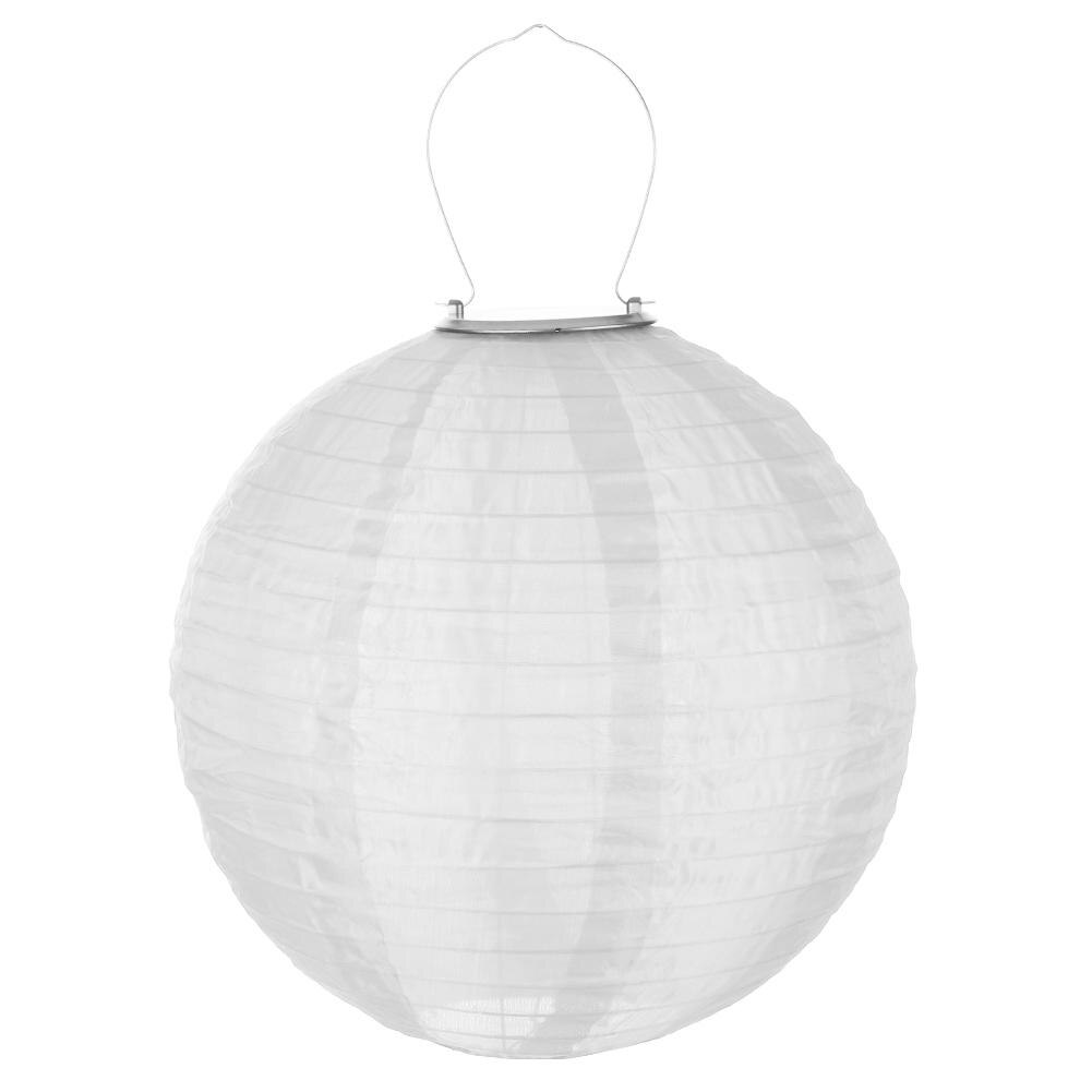 Farolillo chino redondo de papel Led, luces de bola, lampiones para , boda, cumpleaños, bricolaje, lámpara colgante Solar,: WHITE