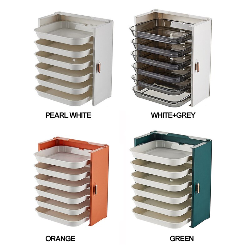 Kitchen Preparation Plate Organizer 6-Layer Cooking Dishes Tray Multi-Functional Wall Mount Racks Kitchen Organizer Storage Box