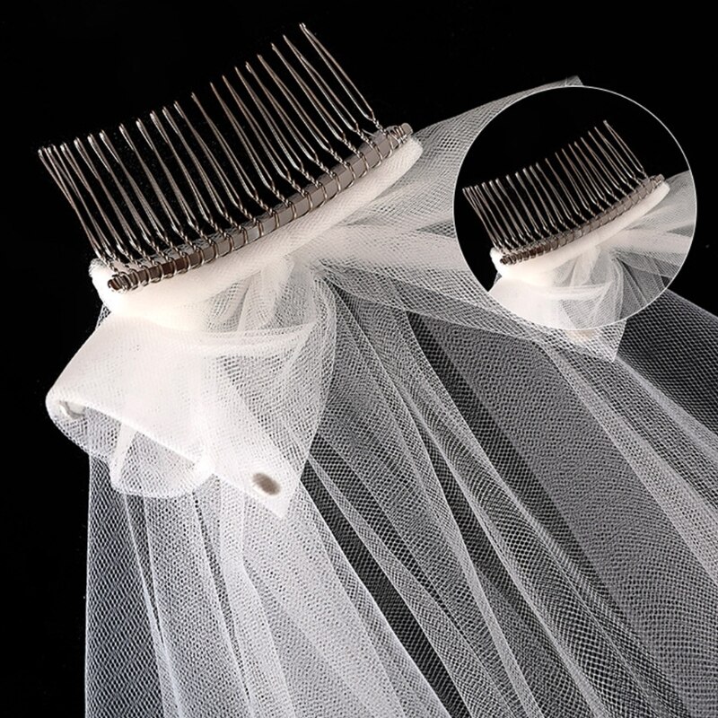 2 szczebel welon slubny z grzebieniem dla dzieci kręstożek krawędzi welon tiul dla kwiat dziewczyna krótki długość dziewczyny komunia nakrycia głowy