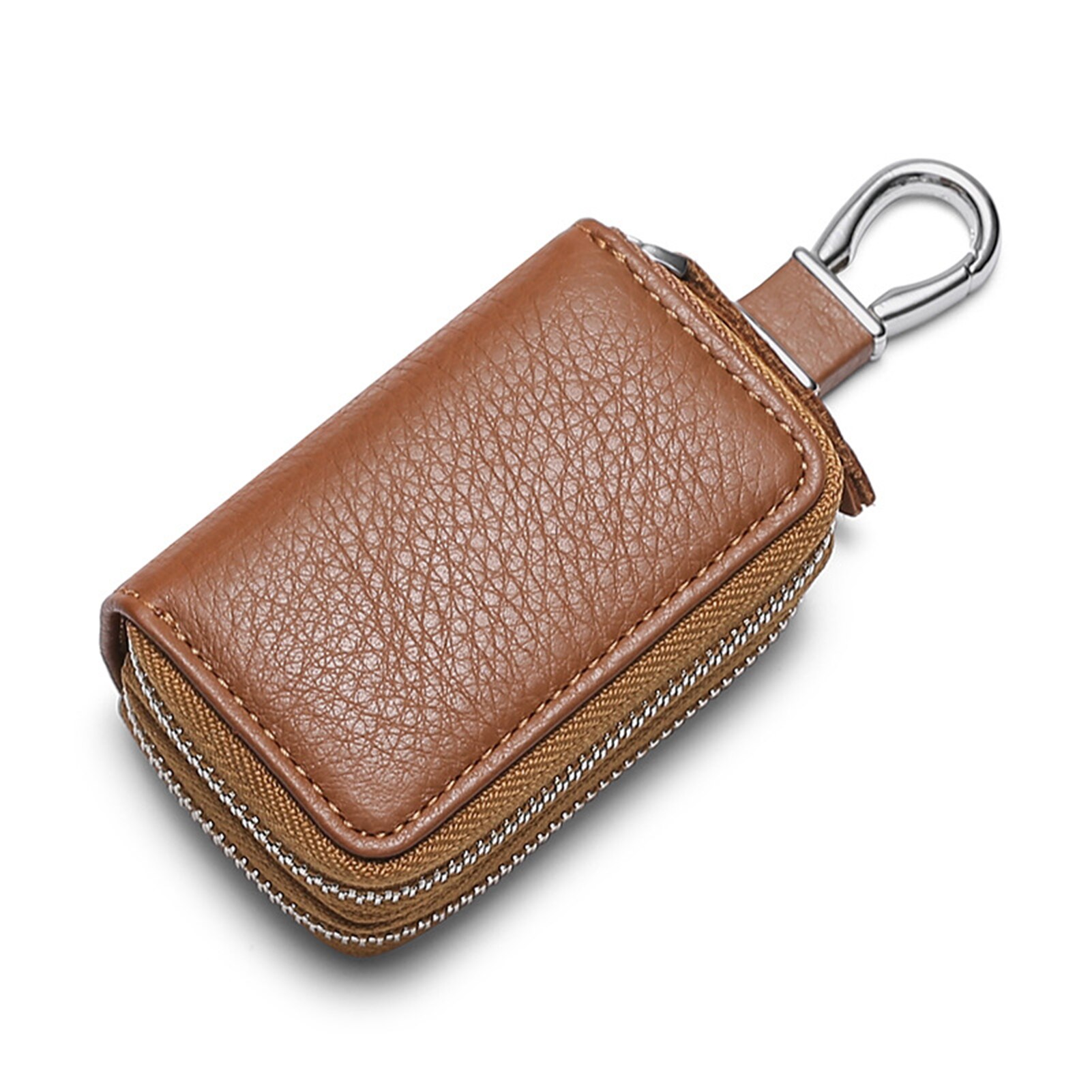 Capa de couro para chave de carro, bolsa portátil leve com dupla camada para chave inteligente de carro sci88: Brown