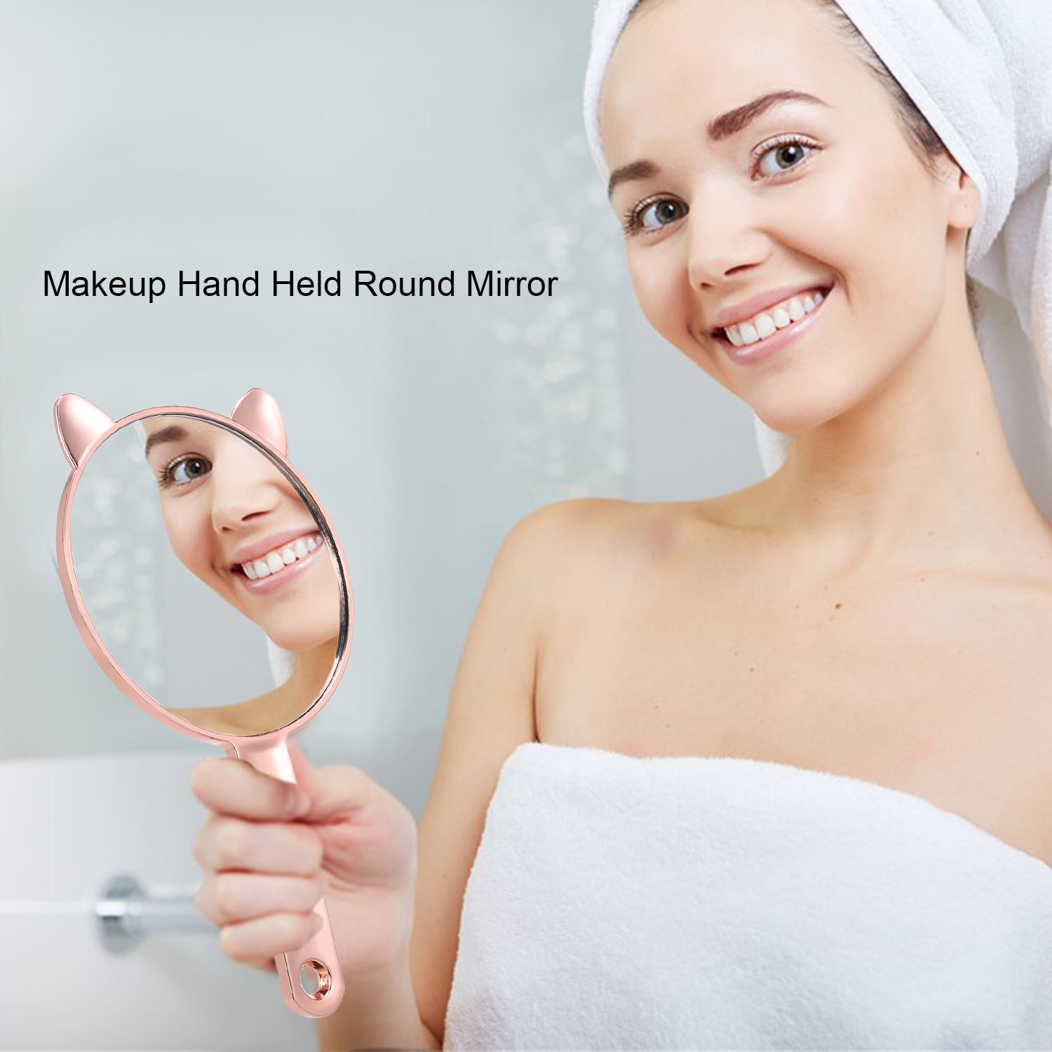 Make-up Hand Spiegel Reizen Rose Gold Ronde Spiegel Cosmetische Spiegel