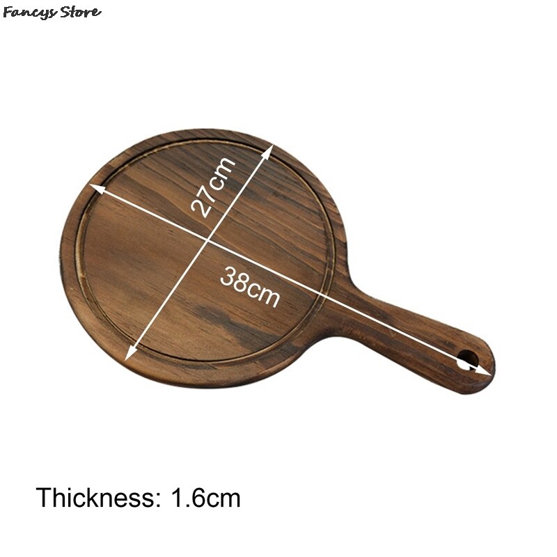 Multi-Size Houten Ronde Lade Barbecue Westerse Steak Plaat Massief Houten Pizza Plaat-Brandende Kleur Dessert Diner Plaat servies: 6