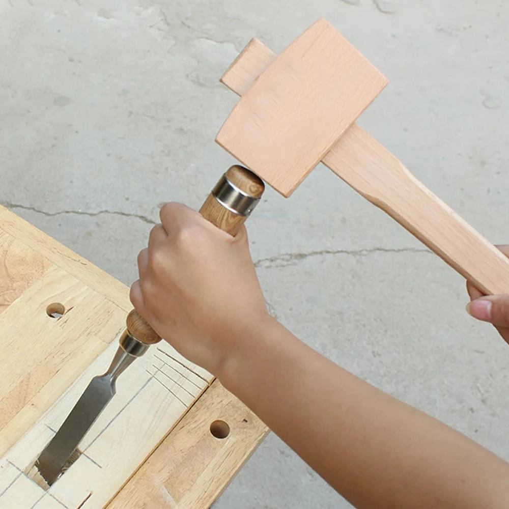 Martillo de madera de haya para carpintero, mazo para tallar madera, herramientas manuales para carpintería, objetos de instalación, cinceles llamativos