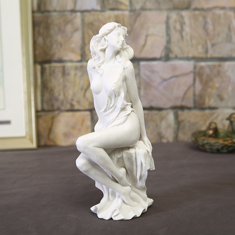 Estatua de piedra arenisca blanca para mujer, accesorios creativos de decoración del hogar europeo, escultura artesanal, , , 1 ud.