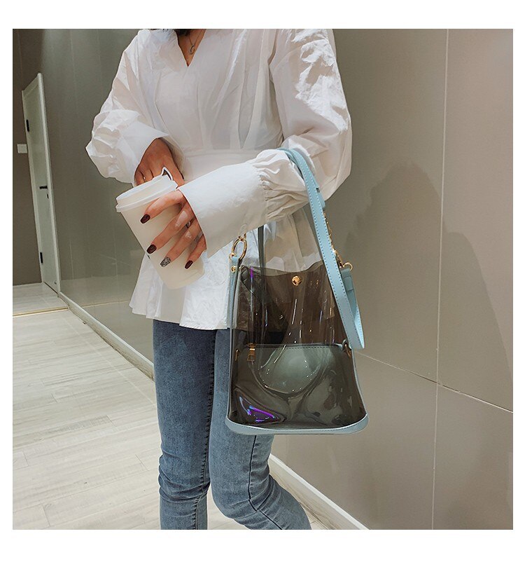 transparent Tasche Koreanisch-Stil Frühling und Sommer Stil Mädchen'S Strand Gelee Handtasche Schulter groß Tasche Plastik Tasche