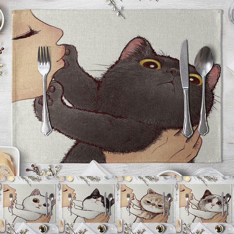 European style cute cat table mat cat style heat-proof mat placemat plate and bowl mat pot mat heat-proof mat