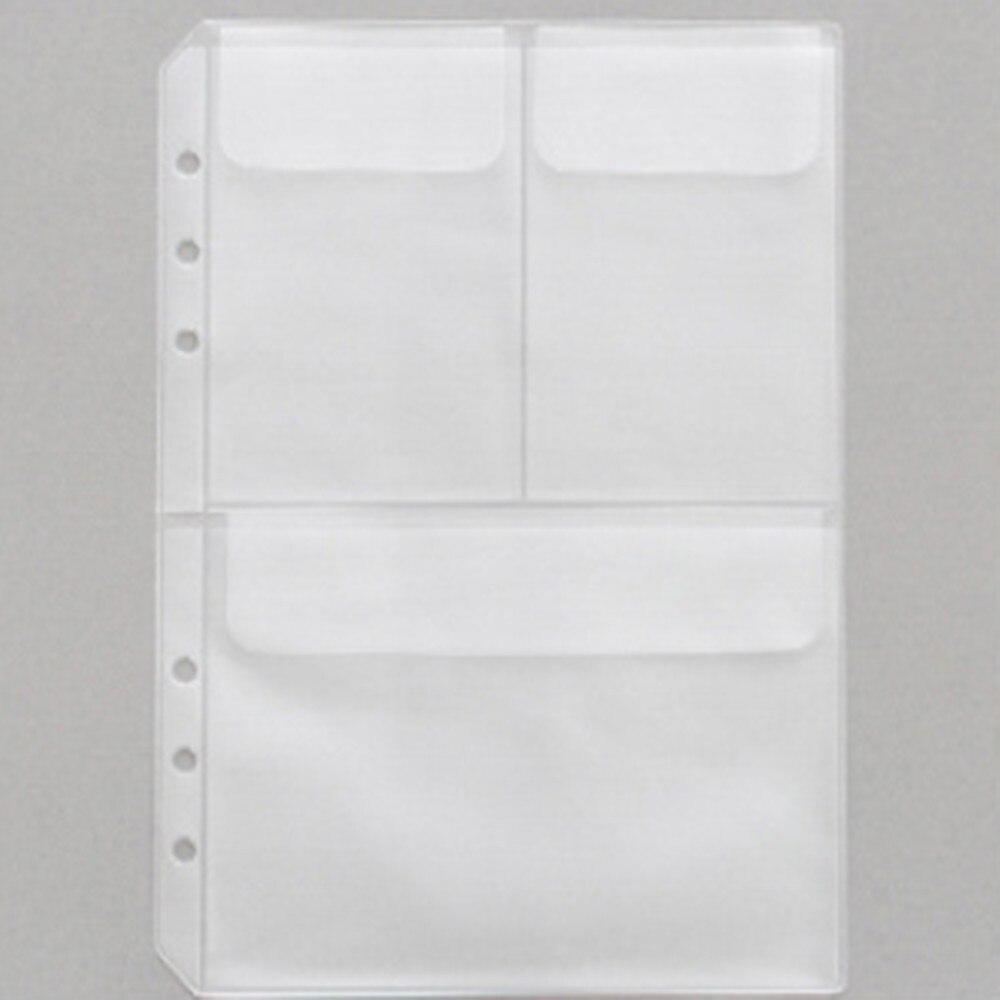 5Pcs A5 A6 Pvc Notebook Pouch Tassen 6 Gaten Losse Blad Binnenzak Voor Bindmiddel Planner Dagboek Ticket Opslag card Organizer: A5 three pockets