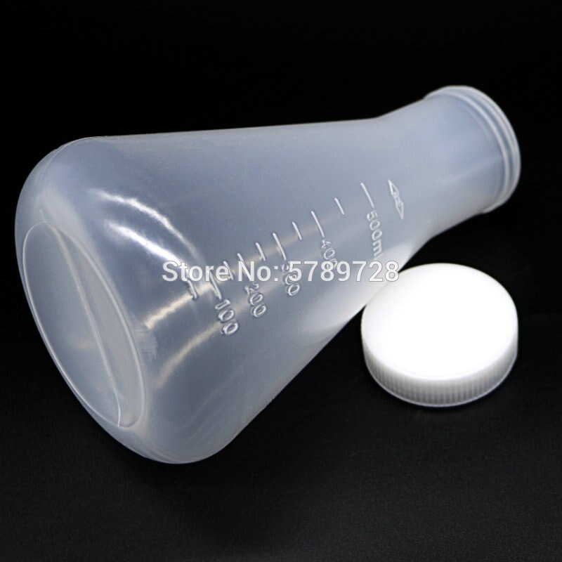 1set Laboratory Plastic erlenmeyer flask conical container bottle with screw cap, including 100ml 250ml 500ml each one piece