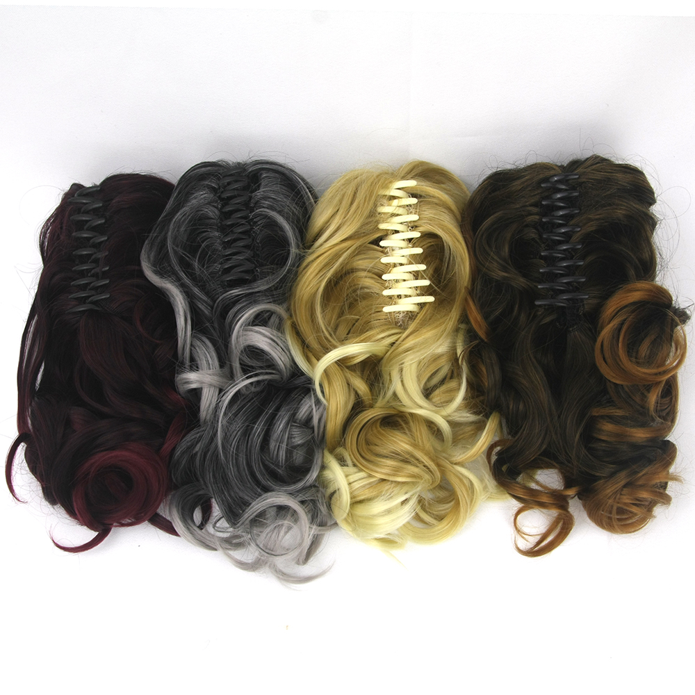 Soowee Korte Krullend Hoge Temperatuur Fiber Synthetisch Haar Blonde Grijs Clip In Haarverlenging Little Pony Staart Claw Paardenstaart