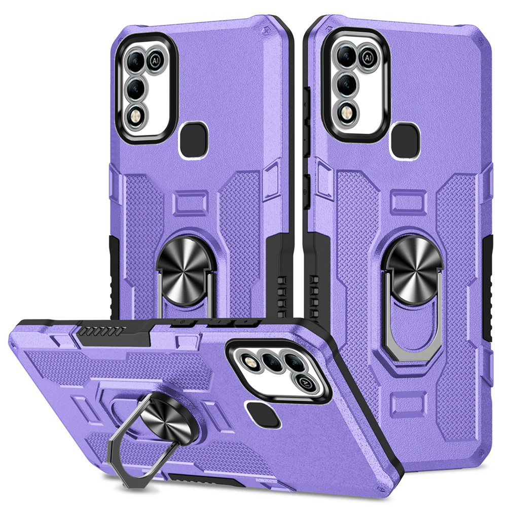 Peatkop-funda de armadura a prueba de golpes para Infinix 11 Play 10 Play, silicona + PC, soporte de anillo de Metal, funda trasera de teléfono para 9 10 11 Play: ABS / Morado