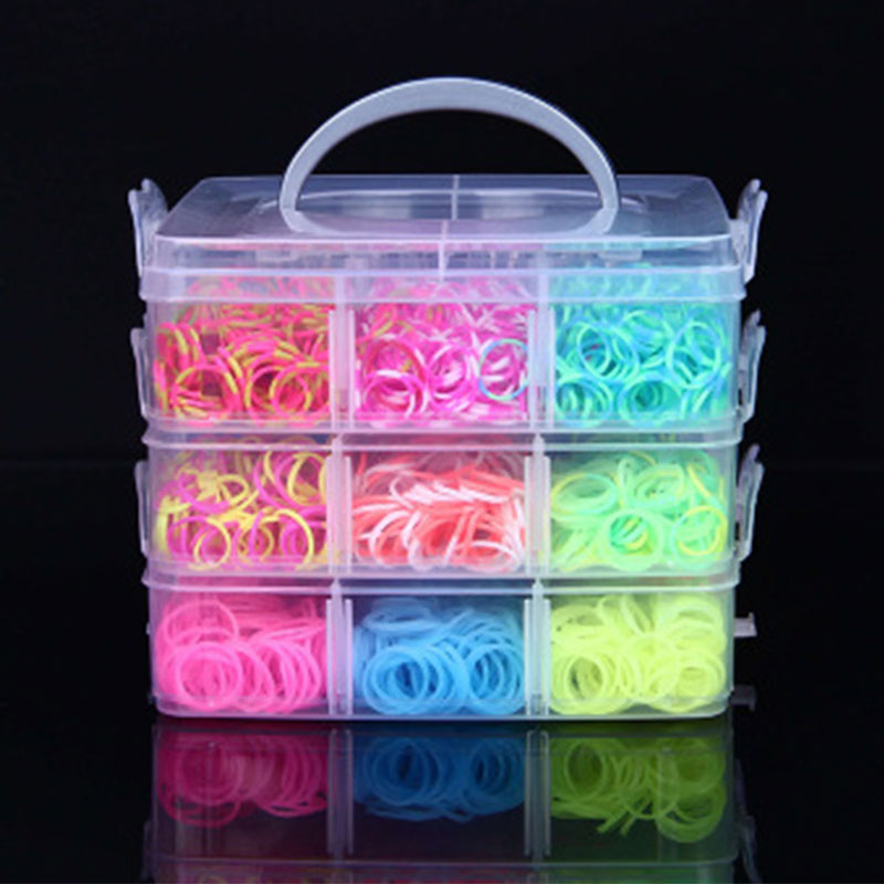 10000PC Loom Rubber Band Bracelet Box Sets DIY Toy Silicone Elastic Bands Rainbow Knitting Loom Tool Accessories With Toy Box
