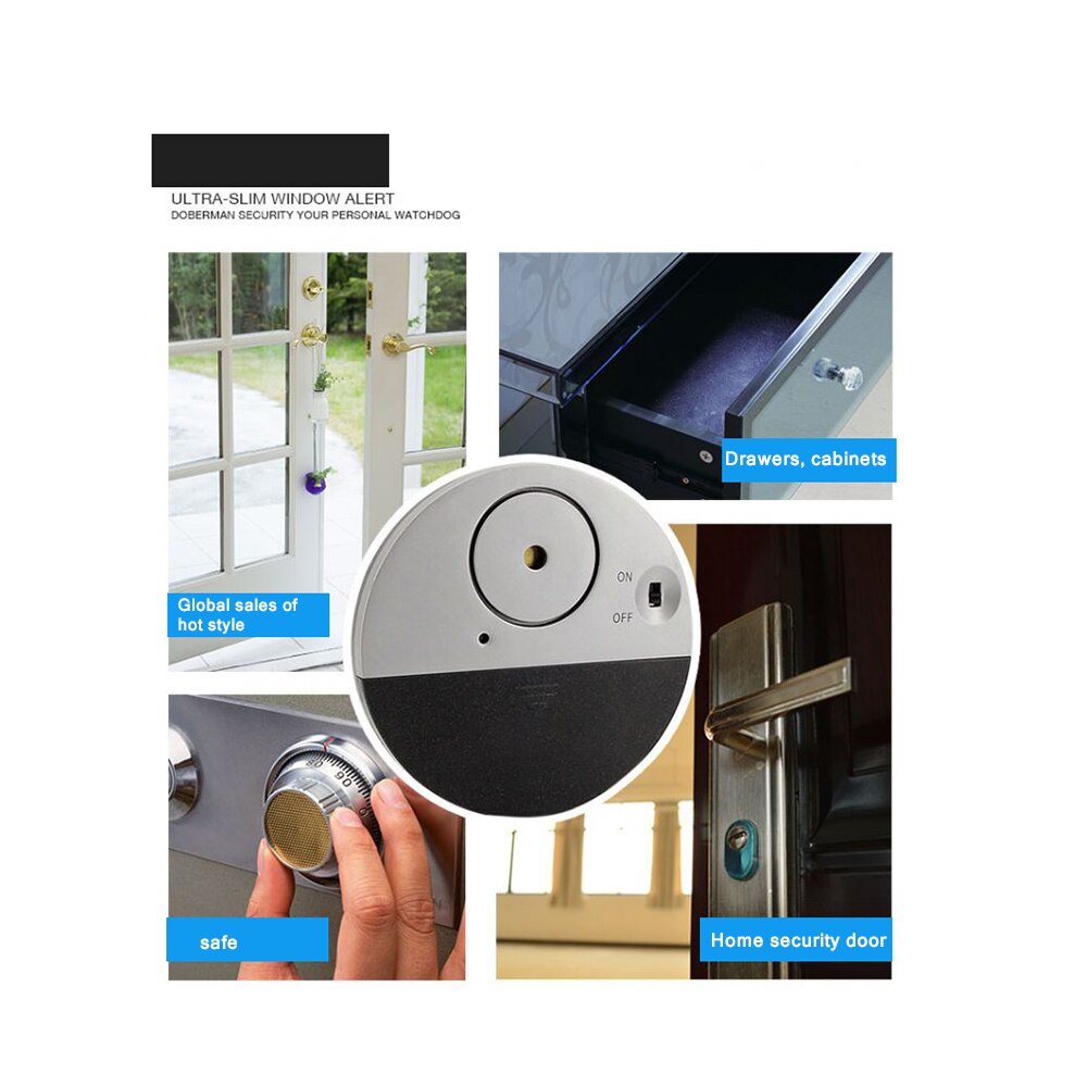 100DB Wireless Electronic Vibration Detector Cabinet Door Window Vibration Sensor Alert Security Alarm Detector Easy to install