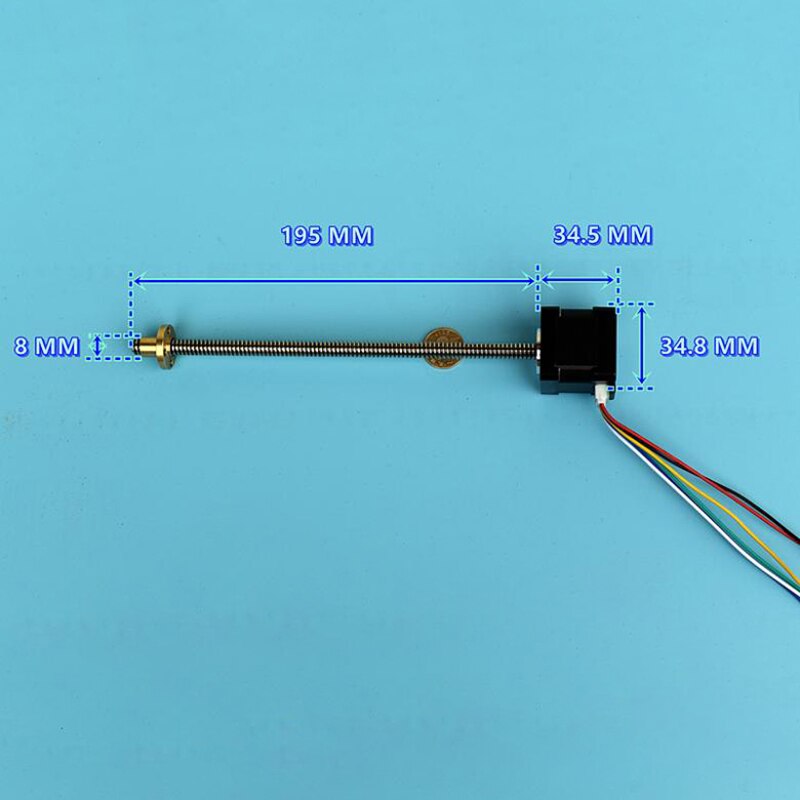 35mm Stepper Motor 2-phase 4-wire Long Linear Screw Shaft Rod 0.15NM 1.3A Micro Nema 14 Stepping Motor 195mm Long Axis Motor