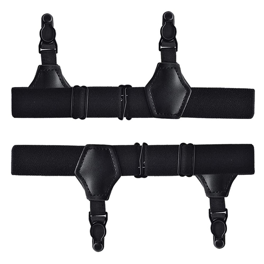 2pcs Black Sock Garters Belt for Men Women Thick Thin Socks Adjustable Elastic Non-Slip Clips Suspenders Braces Holders Hold-Up