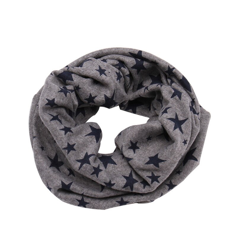 Kids Star Print Scarf Children Warm Cotton Scarf Boy Girl Scarf Shawl Winter Neckerchief Children Solid Soft Scarf Collar Neck: Gray