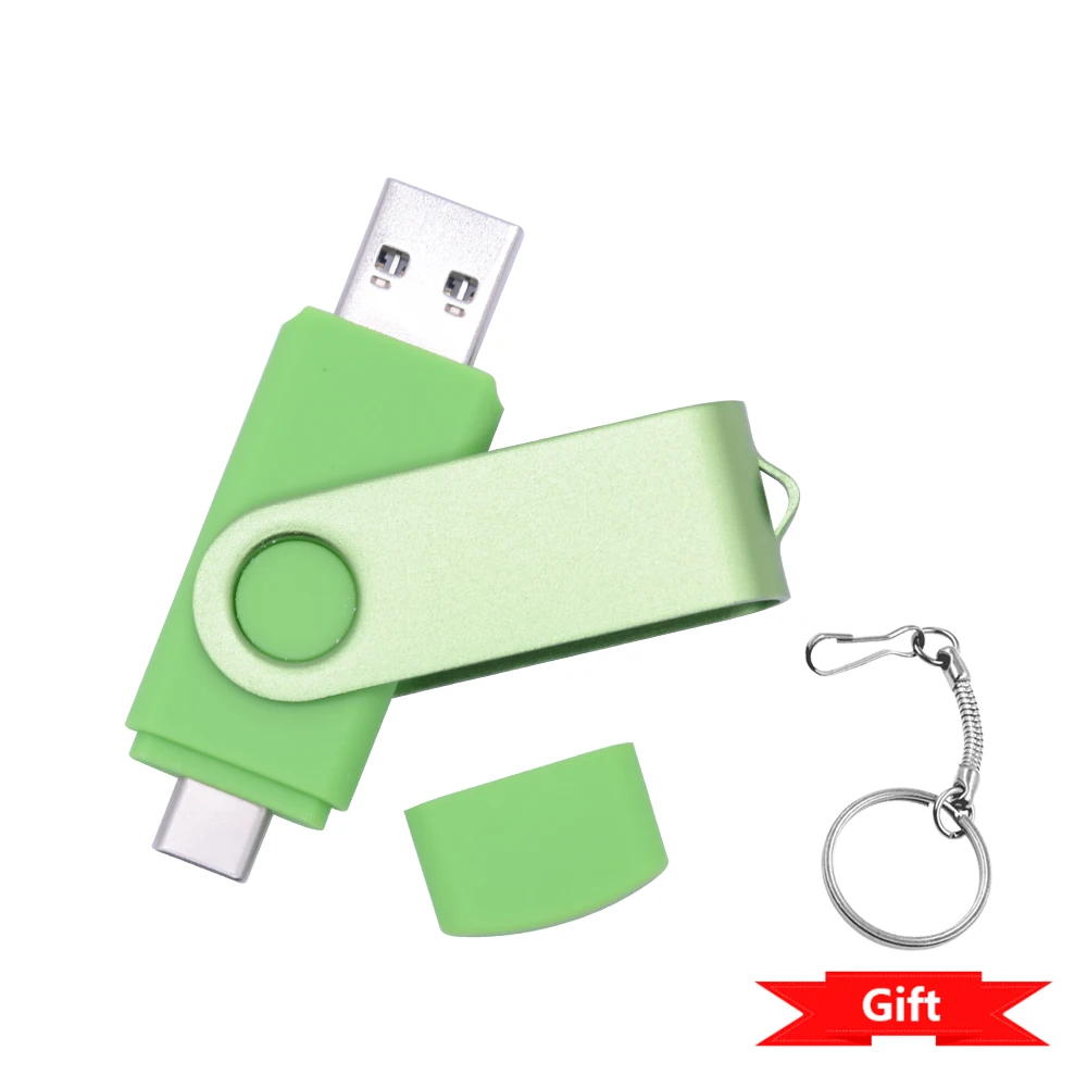 Unidad flash USB giratoria 128GB 32GB 16GB Pen Drive 256GB Pendrive 64GB 4G OTG 2 en 1 Memoria Usb Stick Tipo C Usb 2.0: Azul / 4 GB