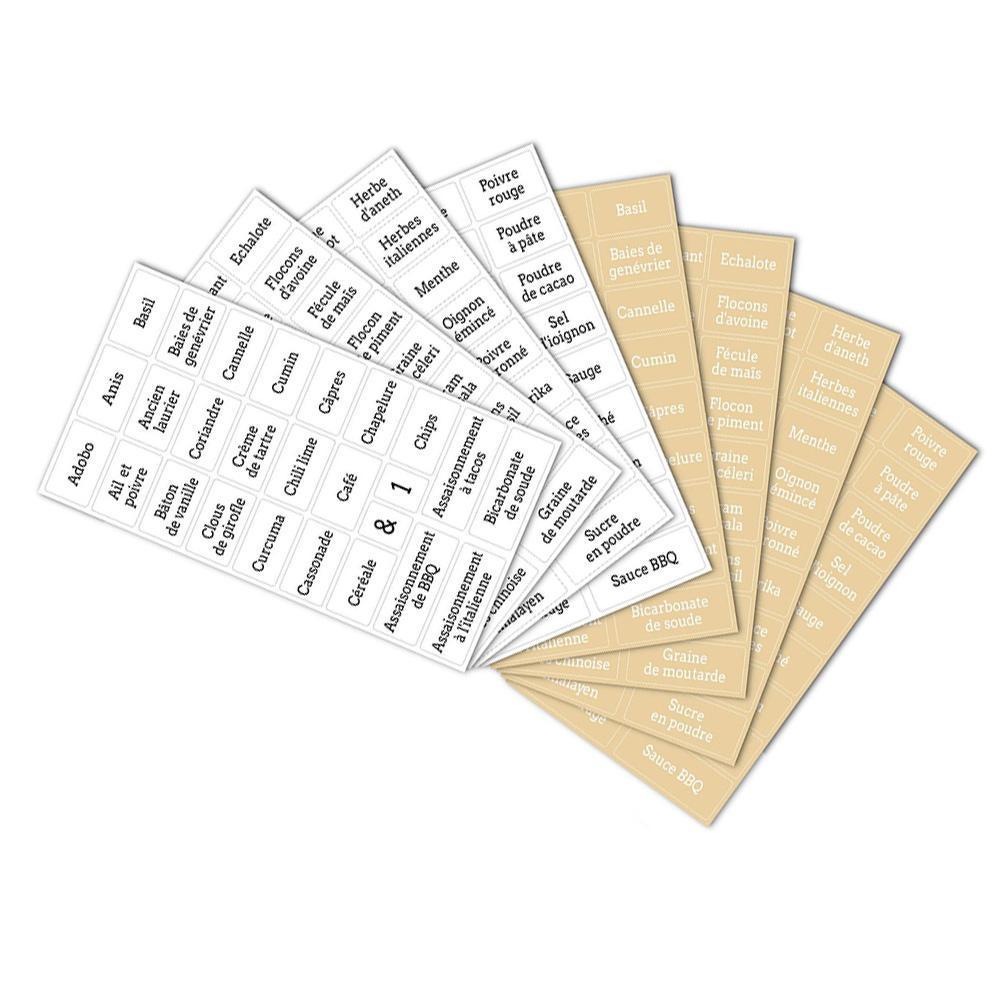 8 sheets Self-Adhesive Transparent Spice Stickers Waterproof Seasoning Preprinted Jam Marks Stickers Pantry Labels Stickers