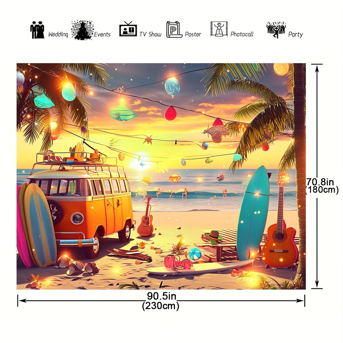 1 Hawaiian Party Background Decoration Summer Tropical Seaside Studio Background Hawaiian Theme Birthday Party