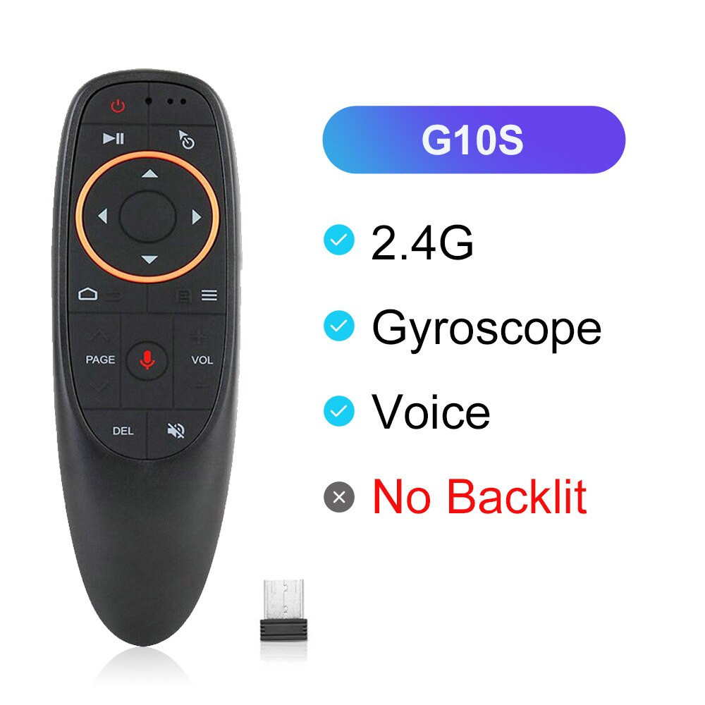 Control de voz G10S Pro, mandno a distancia con sensor giroscopio, Air Mouse, miniteclado inalámbrico, inteligente, retroiluminado, para Android, decodificador, PC, G10: G10S Gyro No Logo