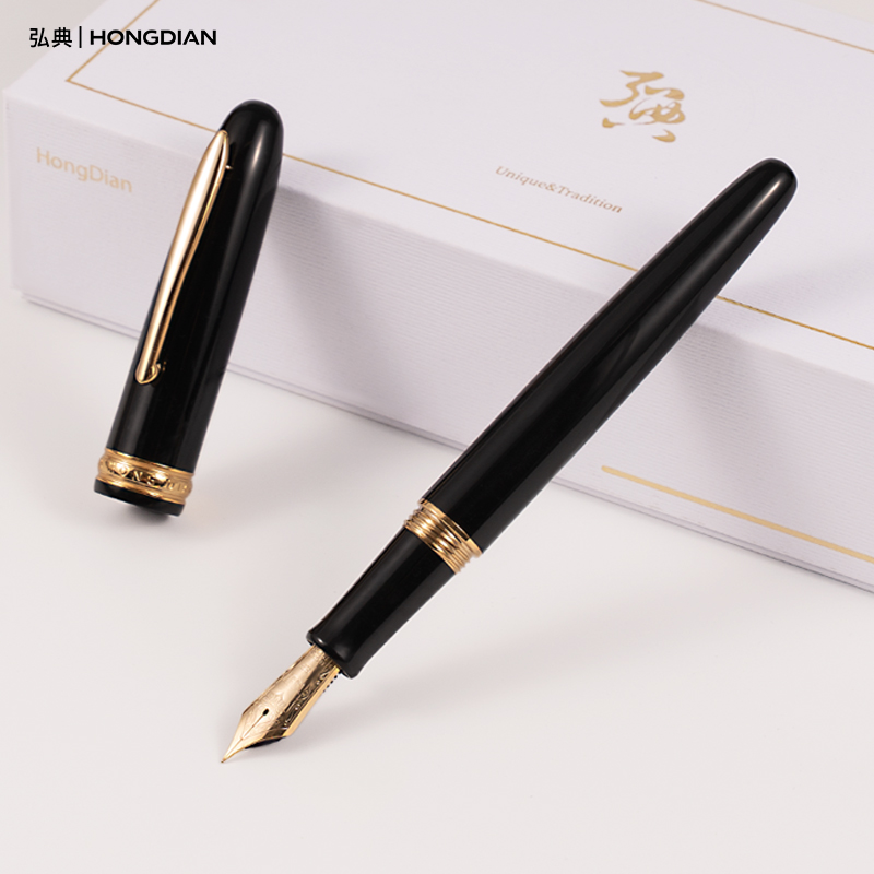 LT Hongdian Saturn Fountain Pen 1841C Premium Vintage Metal Pen Business Calligraphy Smooth Writing Ink
