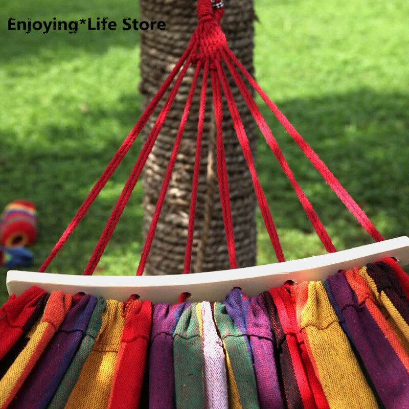 Rainbow Outdoor Leisure Double 2 Person Canvas Hammocks Ultralight Camping Hammock with Backpack 1.9*1.5m
