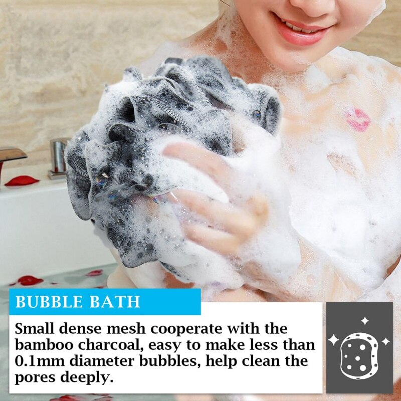 Bambou charbon bain boule bain fleur bain luffa éponge douche Pouf corps épurateur balle maille Pouf bain éponge facile à utiliser
