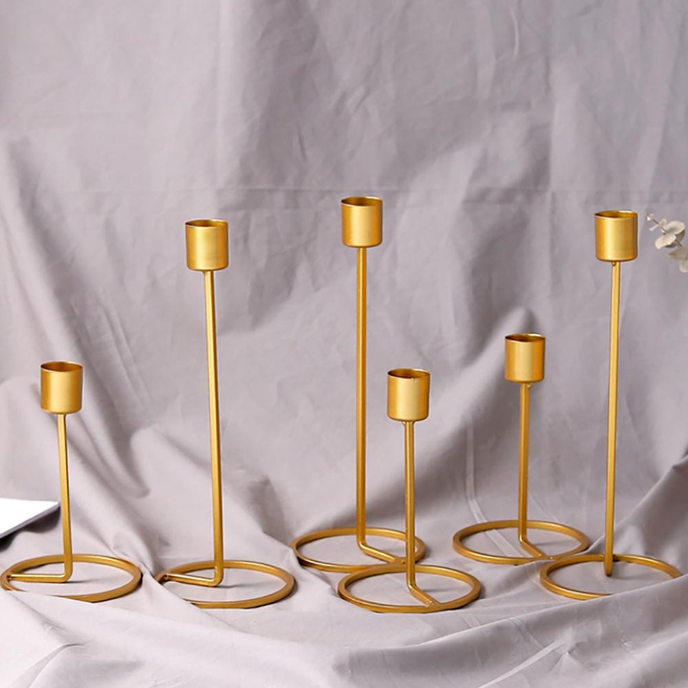 1PC Antique Retro Gold Candlesticks Tall Bronze Silver Christmas Candelabra Wedding Decorations European Metal Candle Holders