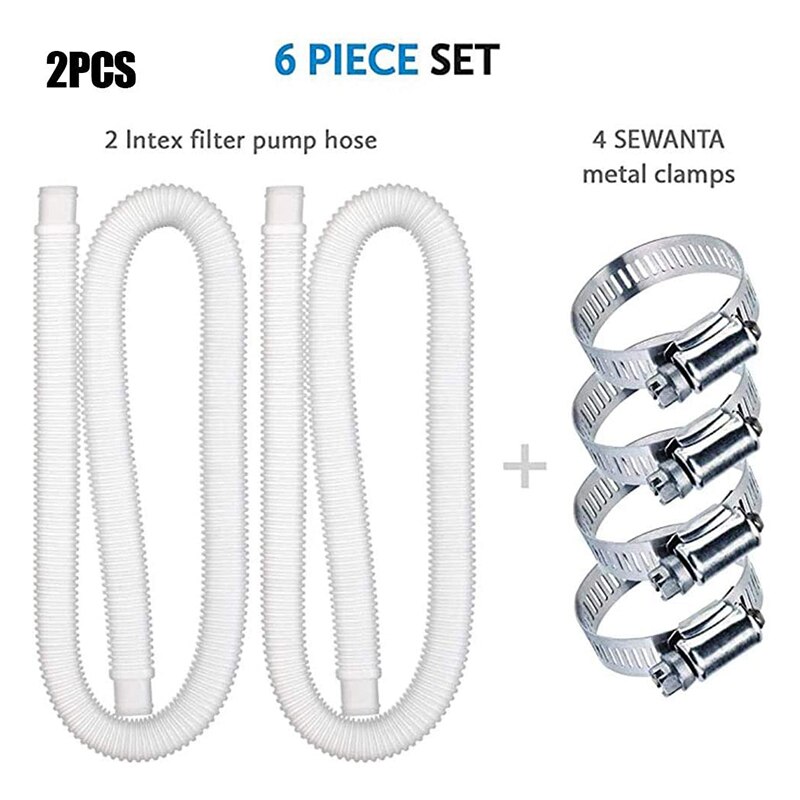 Pool udskiftning slange holdbar blød filter pumpe slange med 4 metal klemmer pool slange tilbehør til udendørs kar: 02